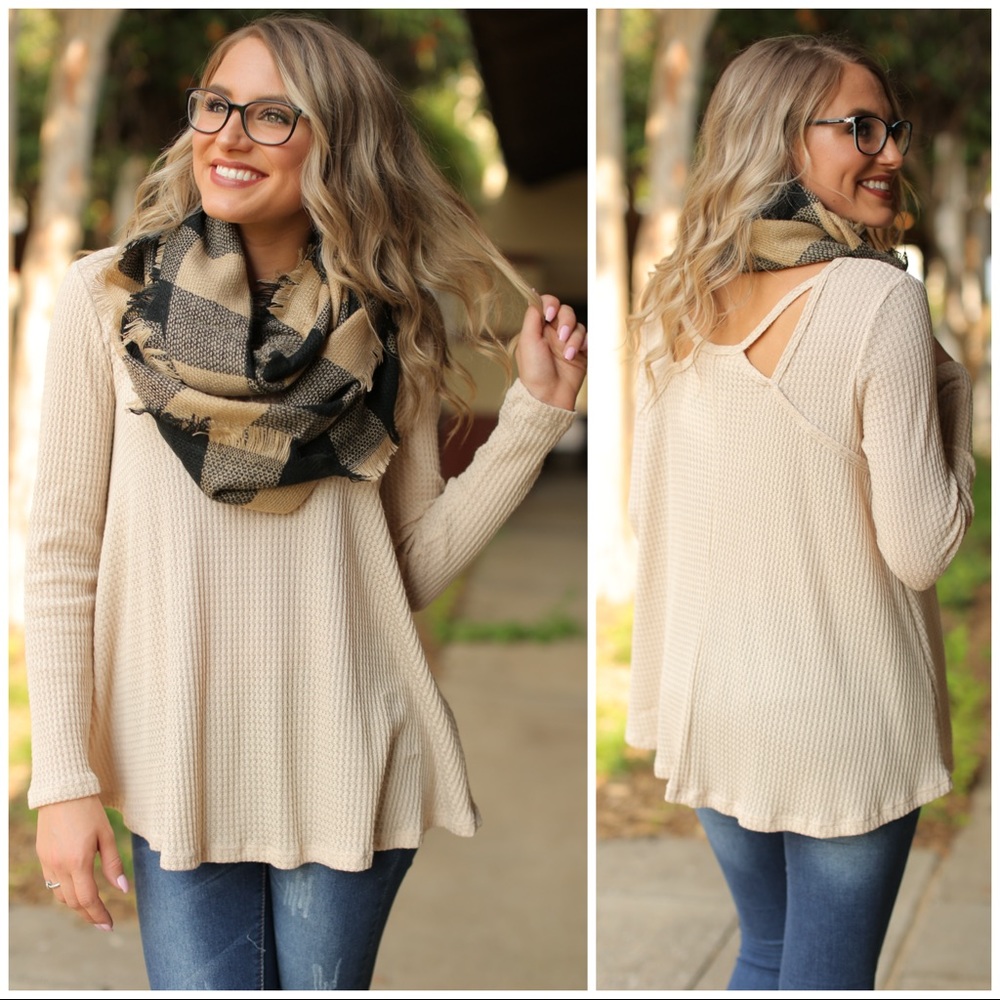 Oatmeal a Waffle Knit Tunic